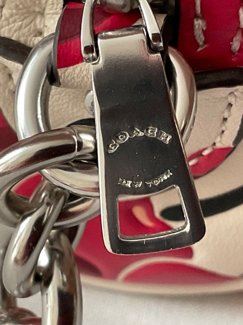 Coach Rowan Mini Bag Charm Cherry Print Leather Silver Hardware Multi NWT - Picture 16 of 16